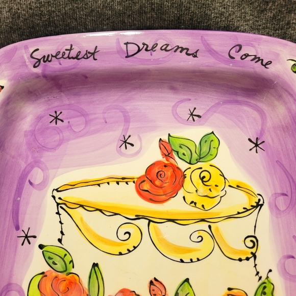 NEW Certified International Sweets Plater by Julia Junkin~Hand Painted~Cake - Picture 3 of 10